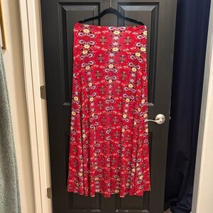 LuLaRoe Red Floral Maxi Skirt